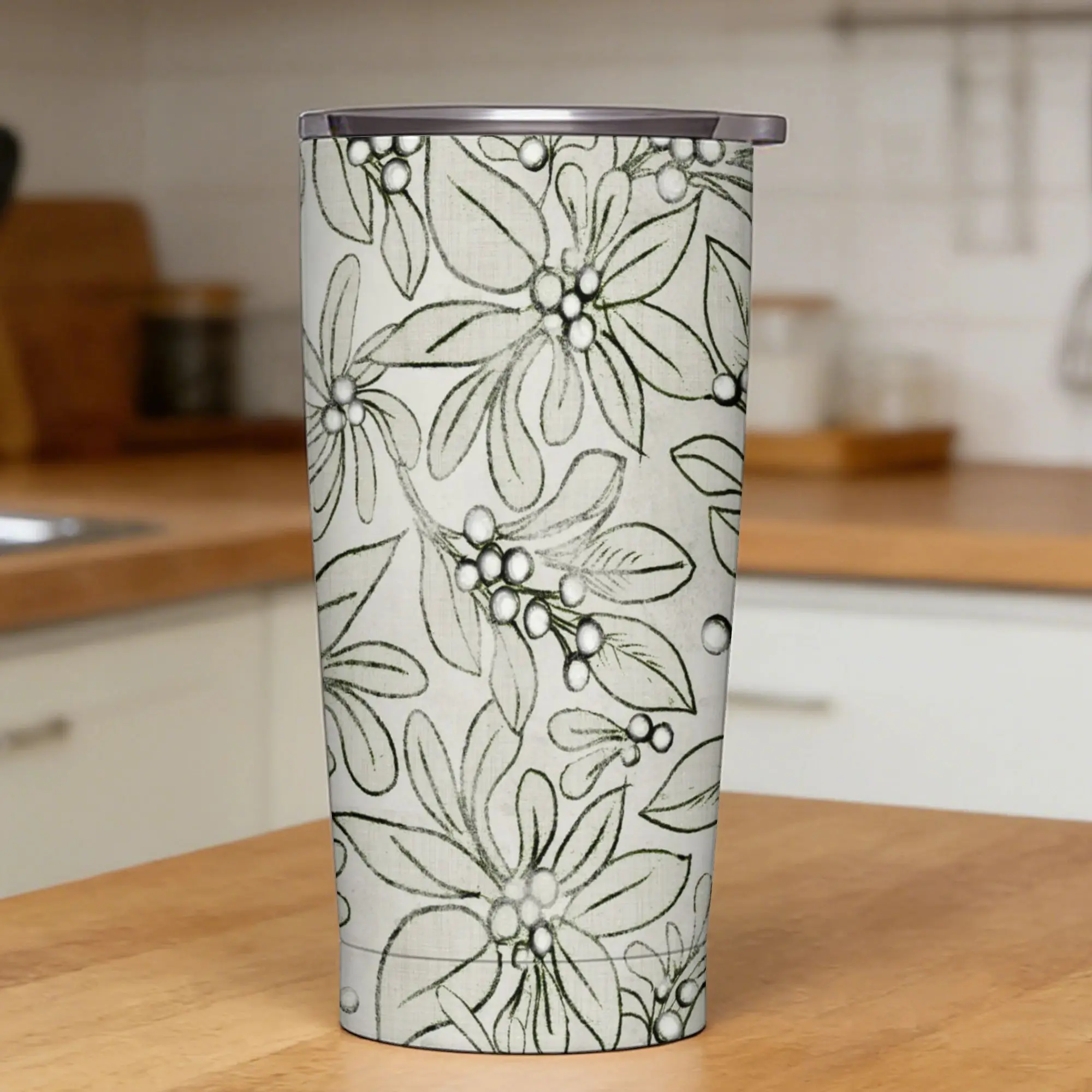 Stainless Steel Tumbler Rural flowers Thermal Mug  Portable Cold Drink Camping Water Bottle,