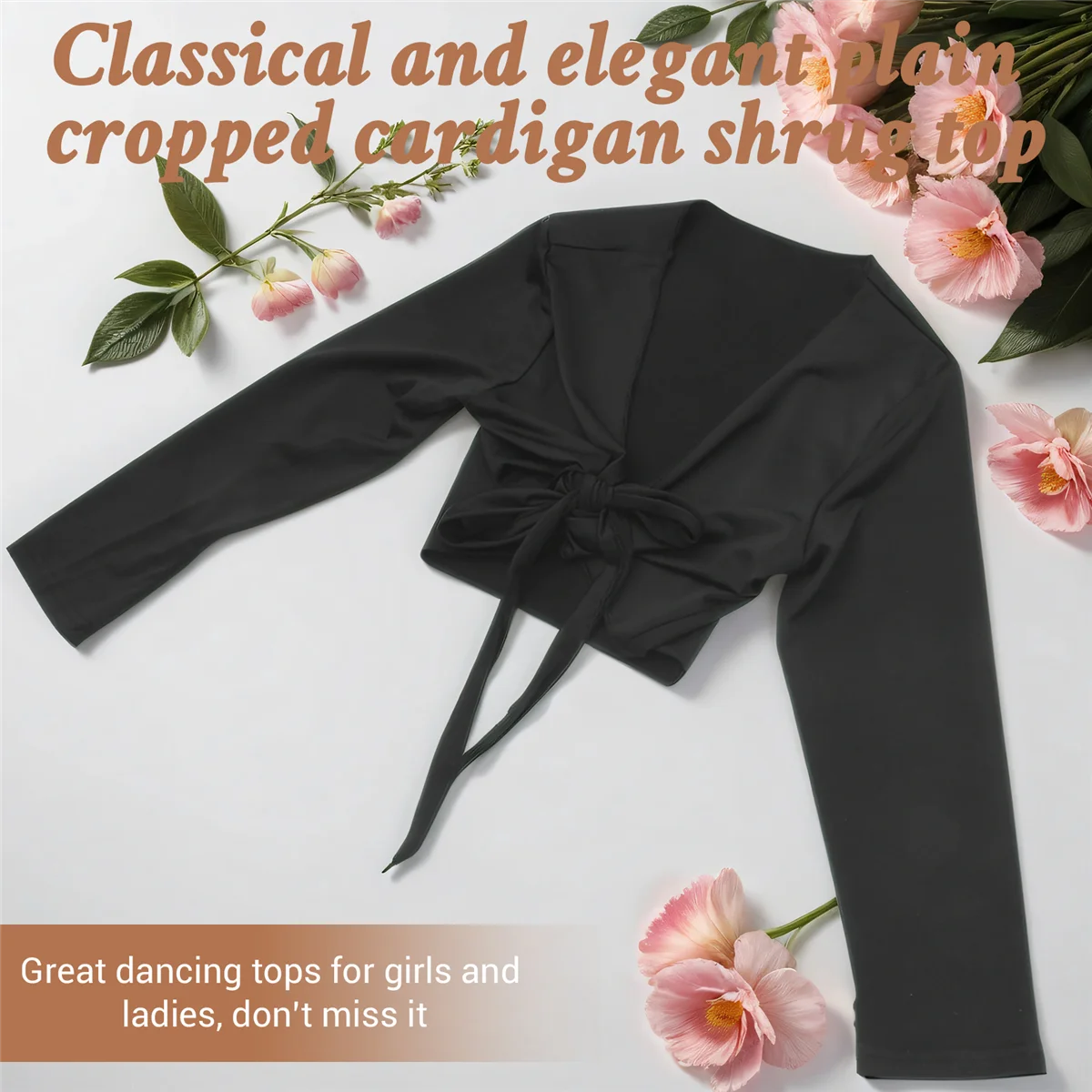 ABQR ЖЕНСКИЙ ЖЕНСКИЙ КАРДИГАНСКИЙ ТОП С ДЛИННЫМ РУКАВОМ - черный