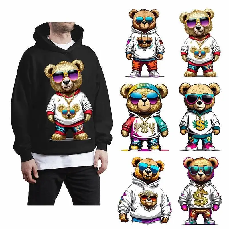 

Casual Cute Money Bear DTF Iron Sticker Patch For Clothing Hoodie DIY T-shirt Jacket Heat Transfer Sticker Waterproof