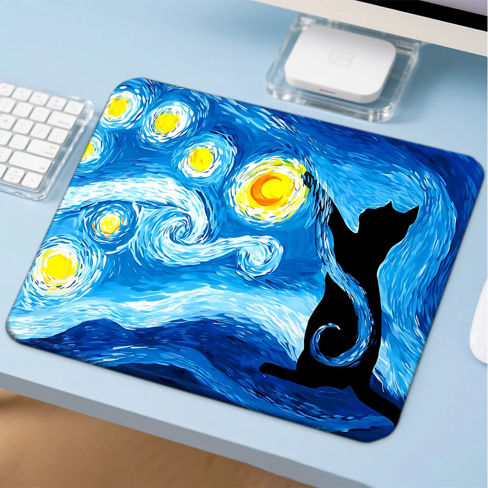 Mosepad Oil painting cat Computer Mat Desk Accessories Pc Gamer  Mousepad Company Game Mats Mouse Anime Mause Table Decoration