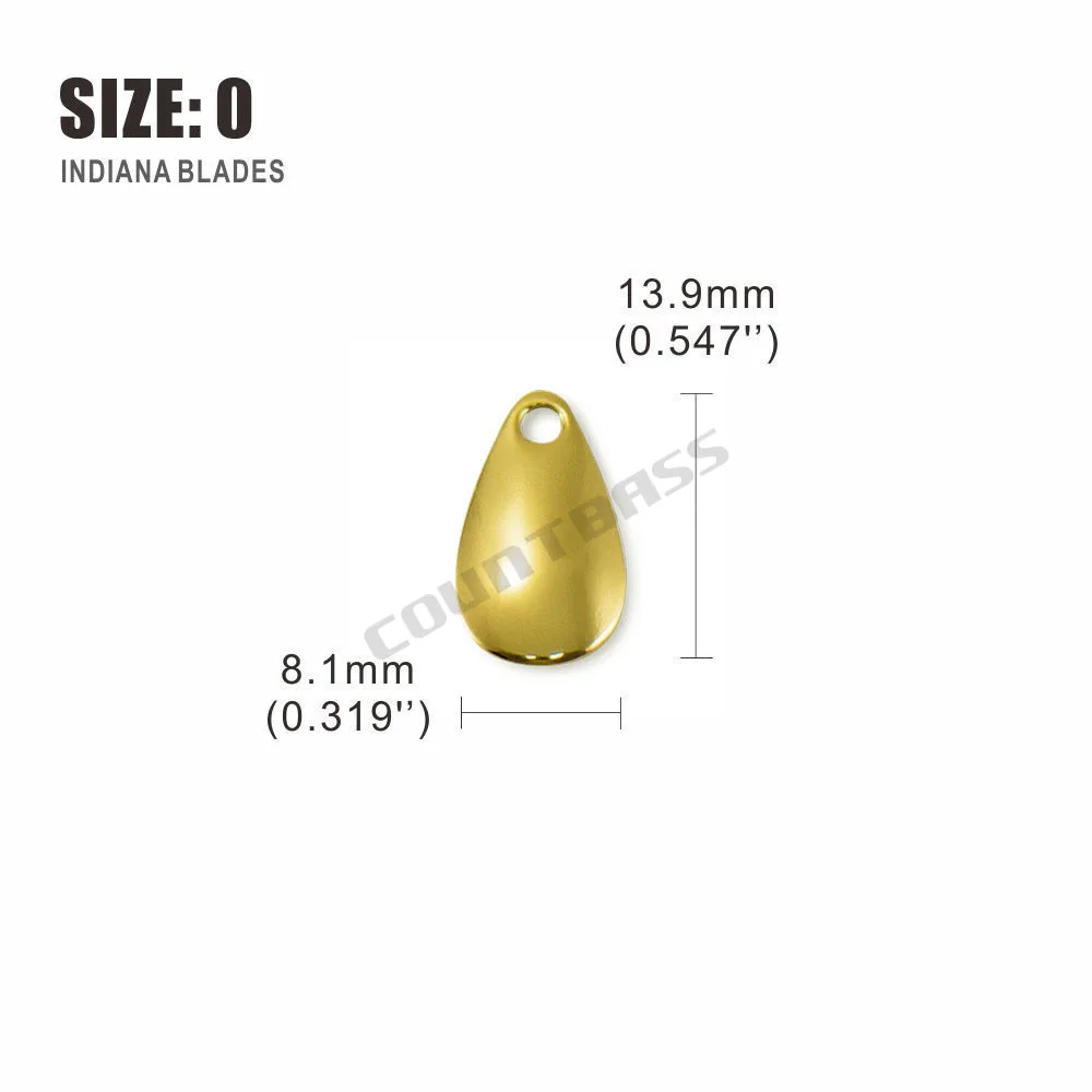 COUNTBASS 50 Stück Größe 00–8 Indiana Spinner Blades glattes Muster Nickel- und Gold-Finish, DIY Spinner Walleye Rigs Angelköder – Detail 8