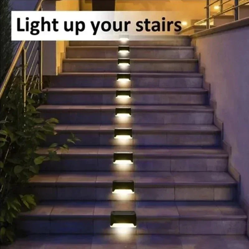 Solarne lampy pokładowe 12-pakowe zewnętrzne lampy schodkowe Wodoodporna lampa słoneczna LED do balustrad schodów Stopień Ogrodzenie Podwórko Patio i ścieżki — zdjęcie 4