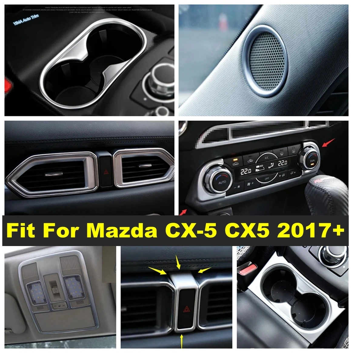 

Matte Car Roof Reading Light/ Pillar A Speaker / Water Cup Holder / Air AC Cover Trim Accessories For Mazda CX-5 CX5 2017 - 2022