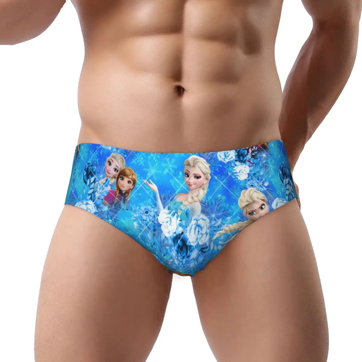 Custom Men\'s Frozen Panties Underwear Male Breathable Elsa Anna Briefs Underpants