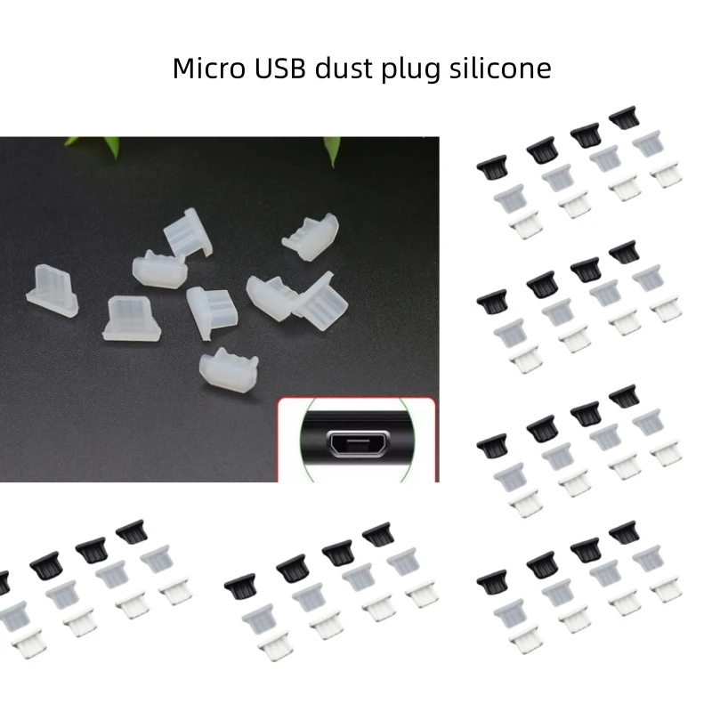 10pcs Mini USB Dust Plug Silicone Universal Android Charging Port Dust Plug Protective Cover Mobile Phone