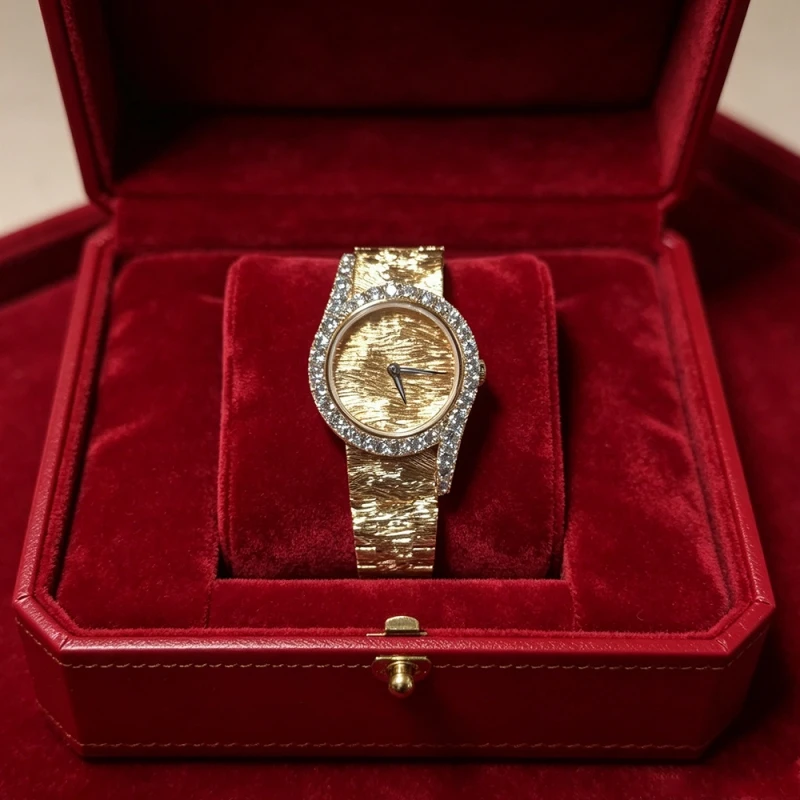 Cameo Jewelry Fashion Light Luxury Gold Plated Quartz Watch Premium Matte Zircon Adorned with Pure Silver 3T Waterproof Watch