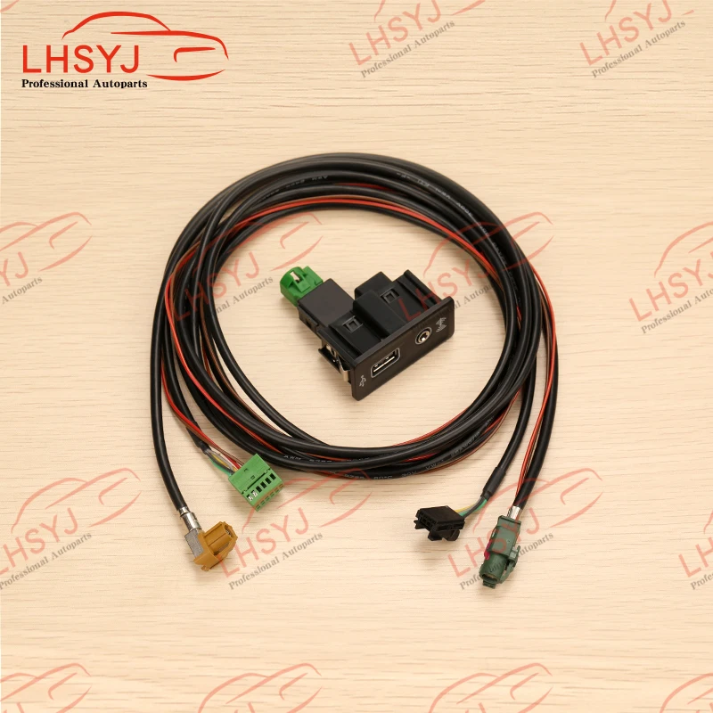 LHSYJ MIB2 USB Carplay Media AUX Socket Switch Install Plug Button Harness for VW Volkswagen Golf MK7 5QD036726E 5G0035222E 