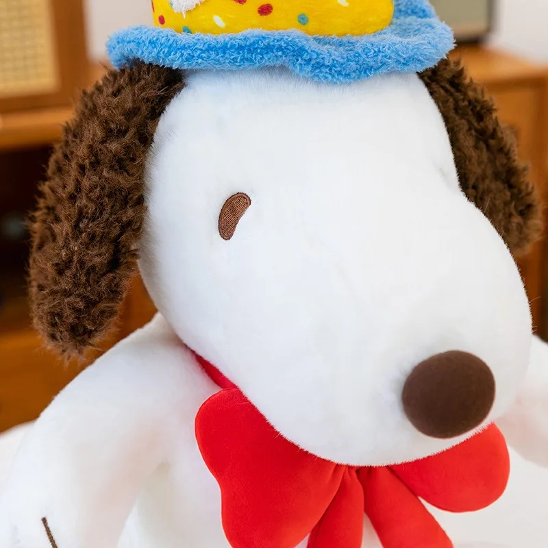 Miniso New Birthday Cake Snoopy Plush Doll Bow Boss Snoopy Doll Sleeping and Pushing Pillow Best Gift for Home Ornaments