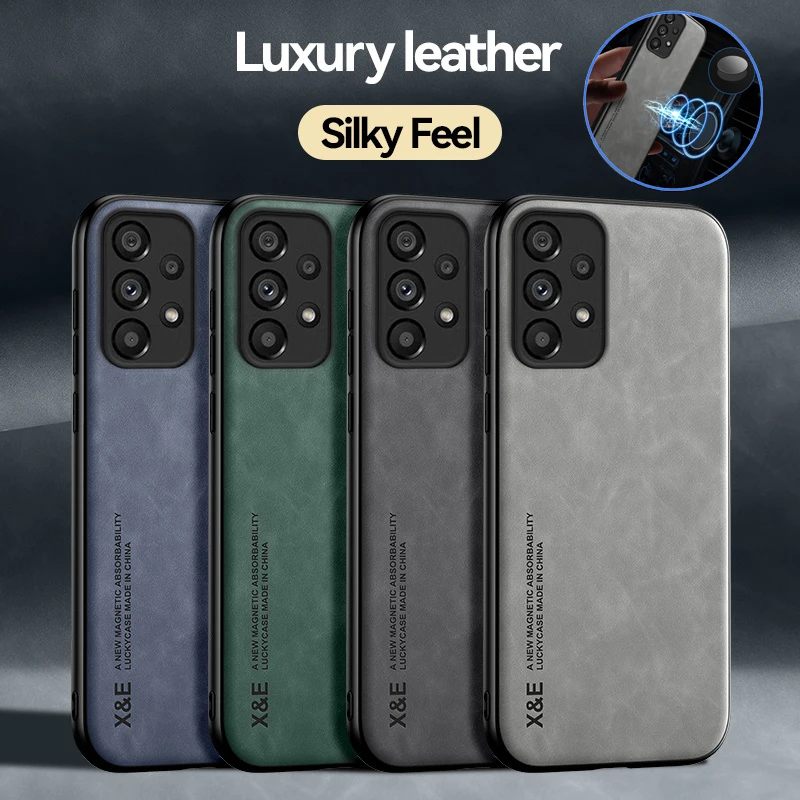 For Samsung Galaxy A53 5G Case Leather Texture Car Magnetic Holder Cover For GalaxyA53 Samsung A53 A 53 Silicone Protect Funda