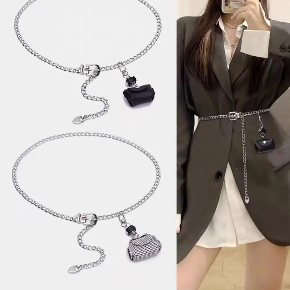

Mini Korean Style Metal Waist Chain PU Purse Women Waist Bag Alloy Detachable Women Belt Female