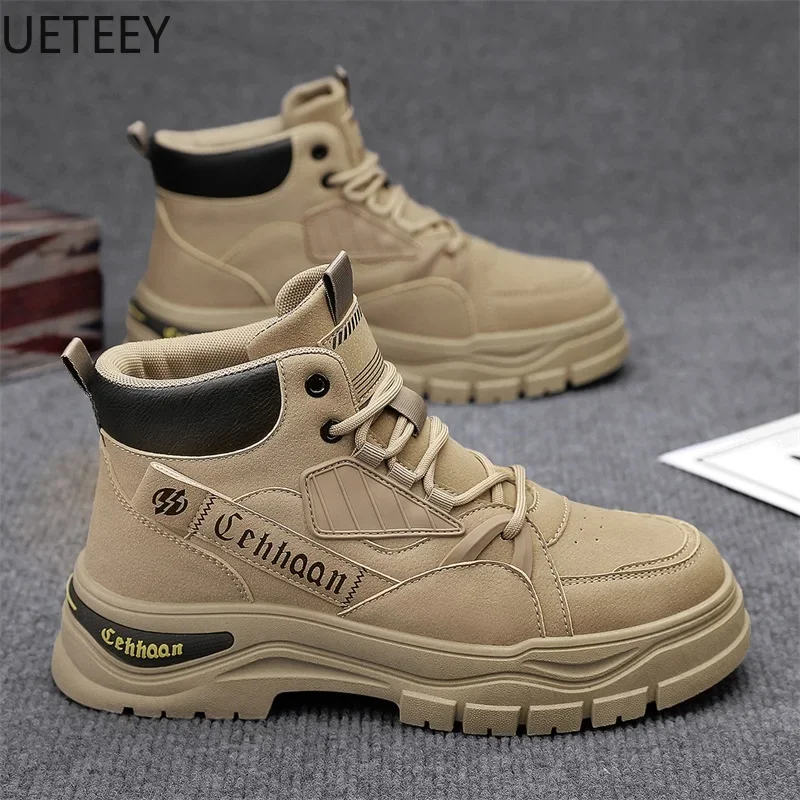 Hot Sale Winter Boots Men's Boot Velvet Thickening Trendy Lace-up All-match Wear-resistant UETEEY Soft Comfortable Hot Sale Shoe