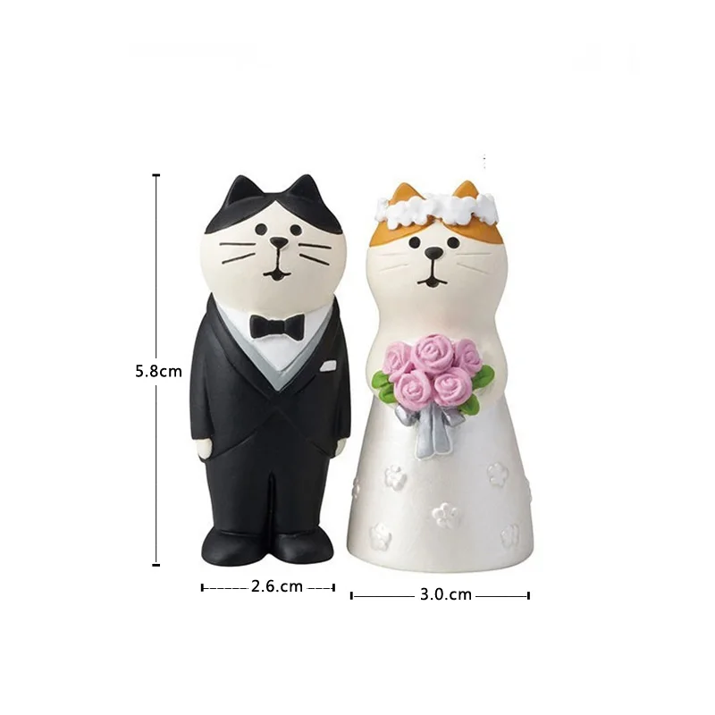 1pc Decole Black Cat Miniature Figurines Black Zakka Wedding Couple Cake Decoration Home Garden