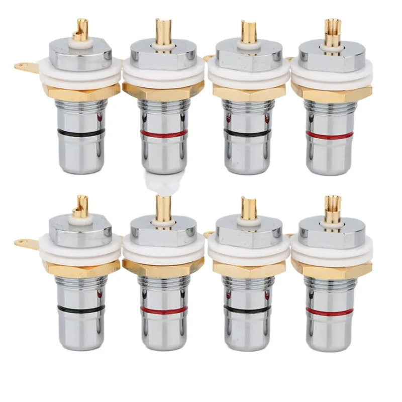 HIFI Audio RCA Female Socket Chassis Rhodium＋gold Plated Copper Jacks Amplifier HiFi Black Red Audio Jacks