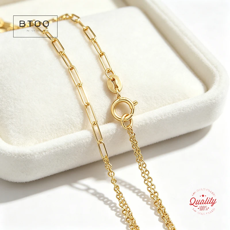 14K Gold Filled Double Chain Splicing Necklace 40cm Chain Necklace Gold Jewelry Minimalist Gold Filled Women Jewelry