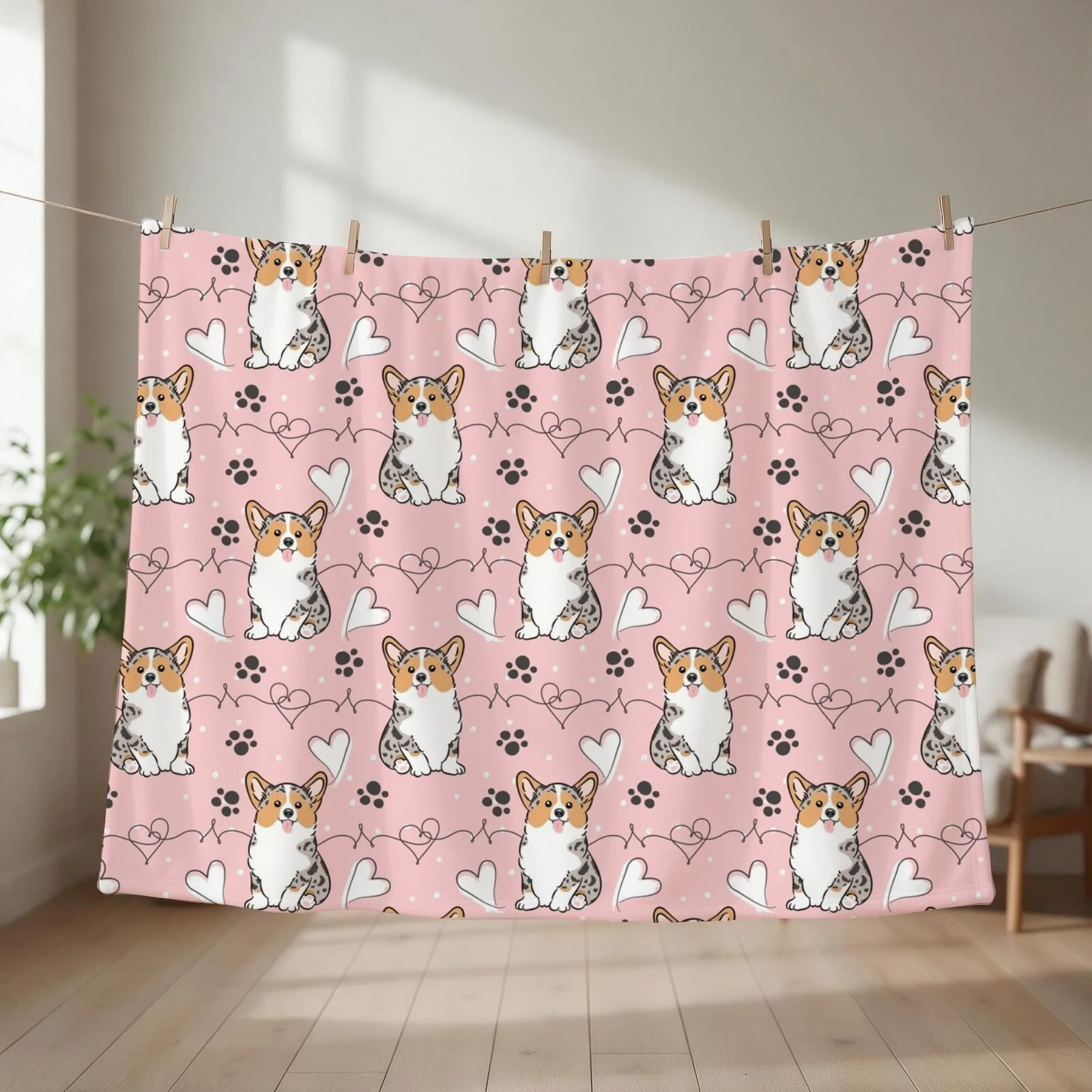 Love Corgi - Blue Merle 3 Throw Blanket couch cozy soft plush fuzzy picnic outdoor blanket