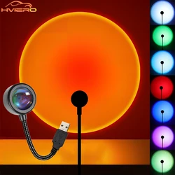 1Pcs UAB Interface Sunset Lamp Led Rainbow Neon Background Projector Room Decoration atmosphere Net Red Colorful Flexible Light