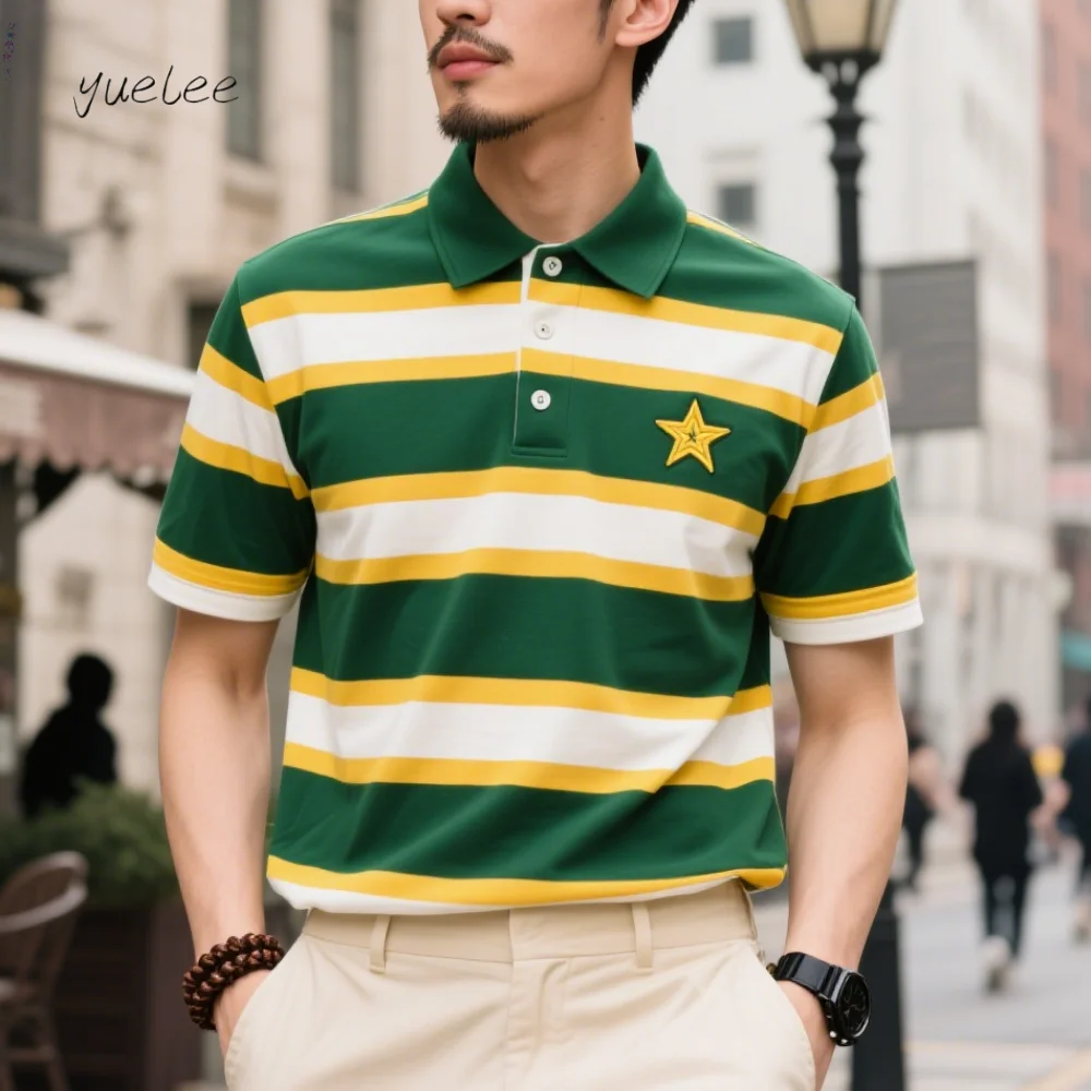 

2025 Fashion Men's Polo T-Shirt Summer Breathable Men Tops Trend Simple Printing Men's Clothing Versatile Men Polo Short Sleeved