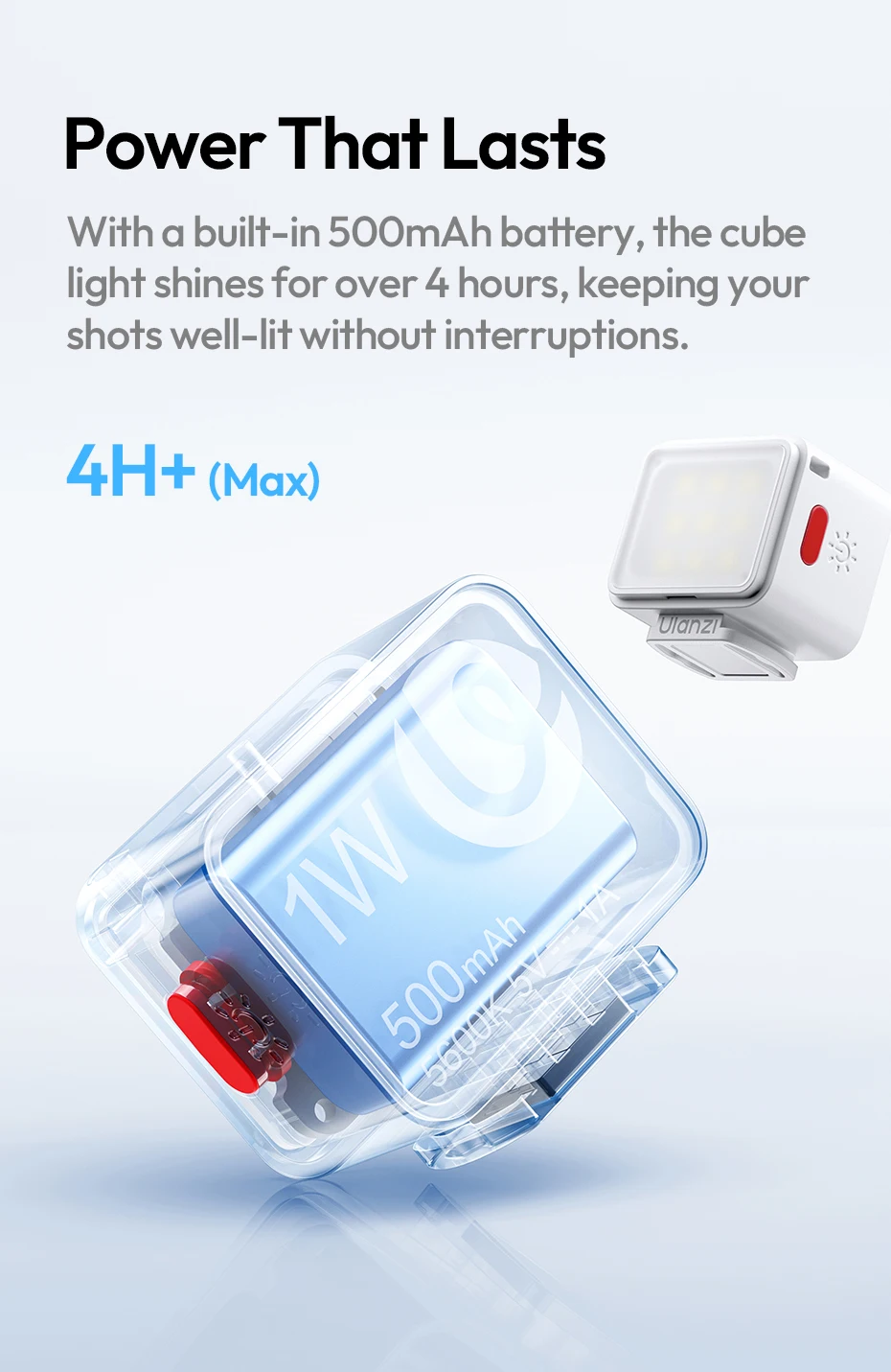 Ulanzi DG01 Cube Light Mini-Fotografie-Licht für Action-Kameras, Stative, Selfie, Live-Streaming, Vlog, Produktaufnahmen, Videoanruf – Detail 9