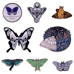 Hard Enamel Pins Gothic Skull Moth Butterfly Insect Lapel Pin Woman Brooch Backpack Jacket Decoration Accessories Gift Wholesale