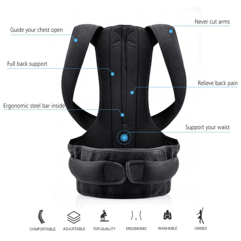 Back Support Posture Corrector for Men & Women Brace Trainer Providing Pain Relief Neck Back Shoulder Posture Spine Corrector