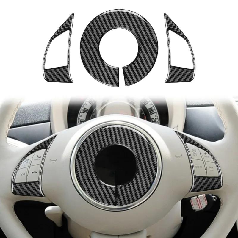 

Комплект внутренней отделки из углеродного волокна для Fiat 500 2012-2015 гг. — наклейки с логотипом приборной панели, панели шестерни и рулевого колеса
