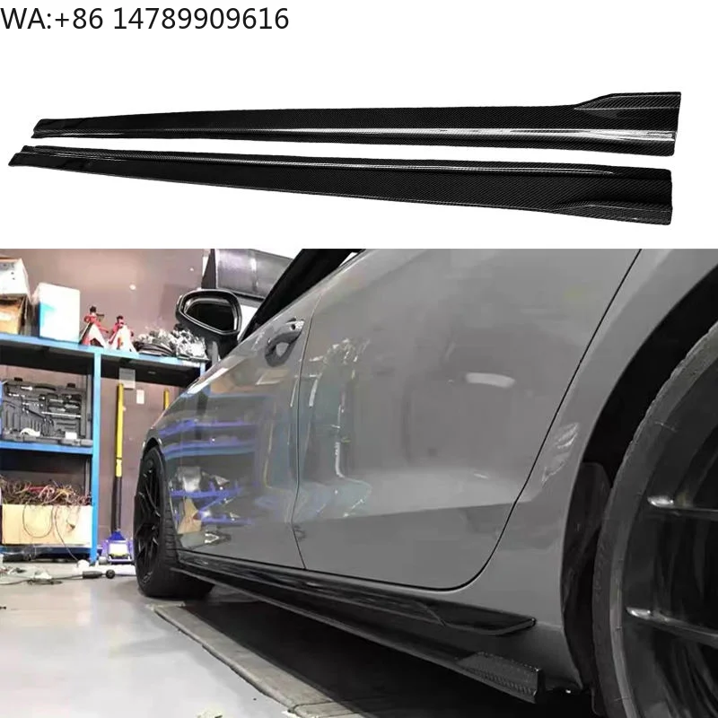 High-end Custom Body Kit For Old-to-New ConversionA4 S4 High Quality KB Style Carbon Fiber Side Skirt Side Bumper Lip Side Separ