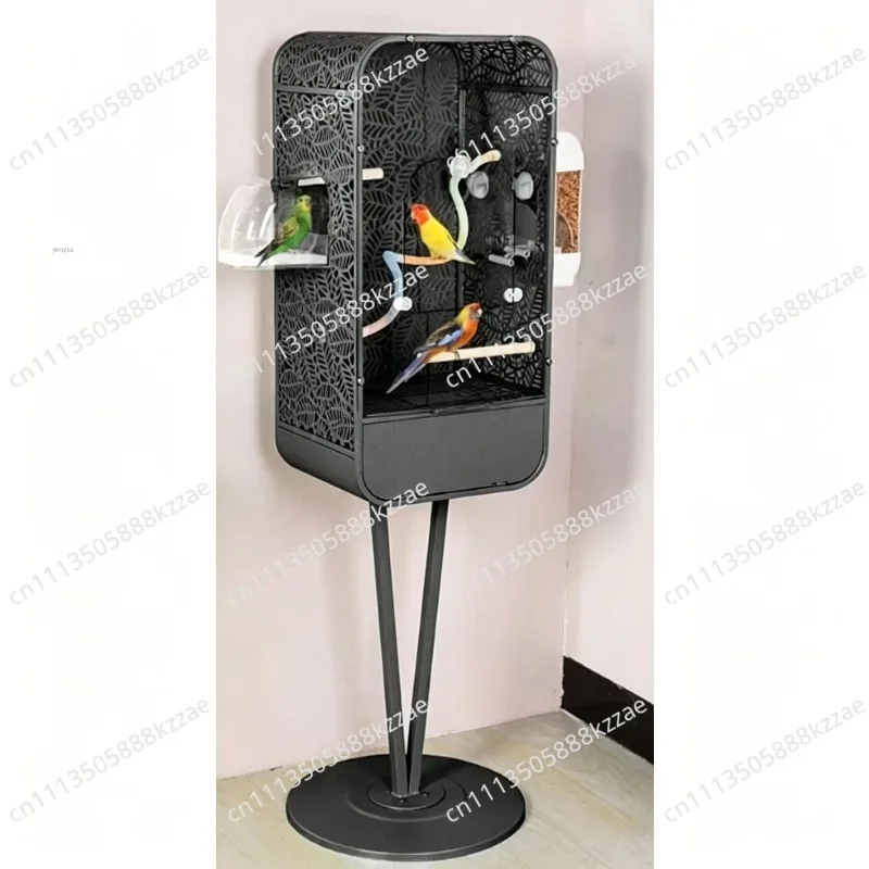 Acrylic Parrot Cage Large Mansion, Anti-Scatter View Habitat with Decoration for Cockatiel Budgie and Medium Birds