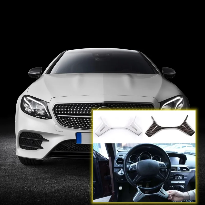 Car Accessorie For Mercedes Benz C E ML GL Class W204 W212 X166 W166 Carbon Fiber Interior Steering Wheel Panel Frame Trim Cover