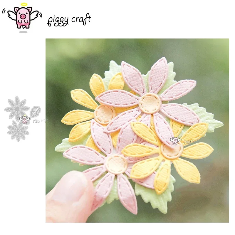 

Piggy Craft metal cutting dies cut die mold Flower leaf decoration Scrapbook paper craft knife mould blade punch stencils dies