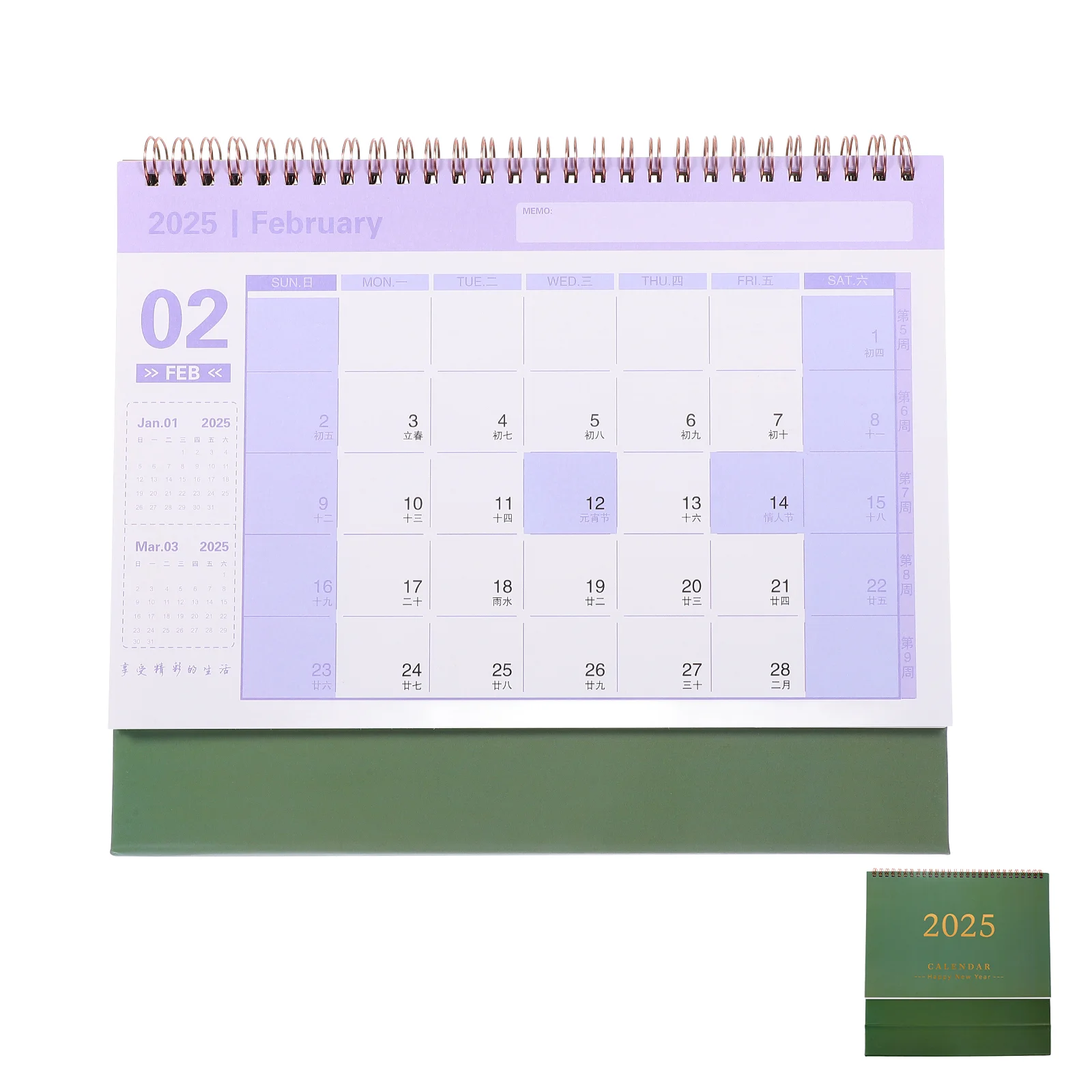 

2024 -2025 Desk Calendar Chinese Lunar Large Standing Office Decor Paper Table Top Calender