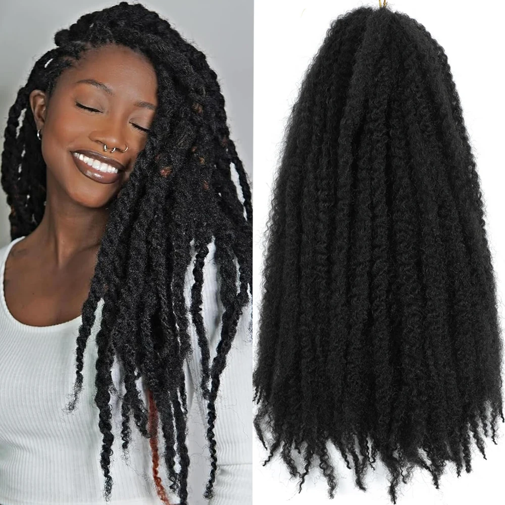 

Marley Hair Crochet Braids 18 Inch Afro Twist Marley Braiding Hair for Faux Locs Crochet Hair Afro Kinky Marley Hair for Twists