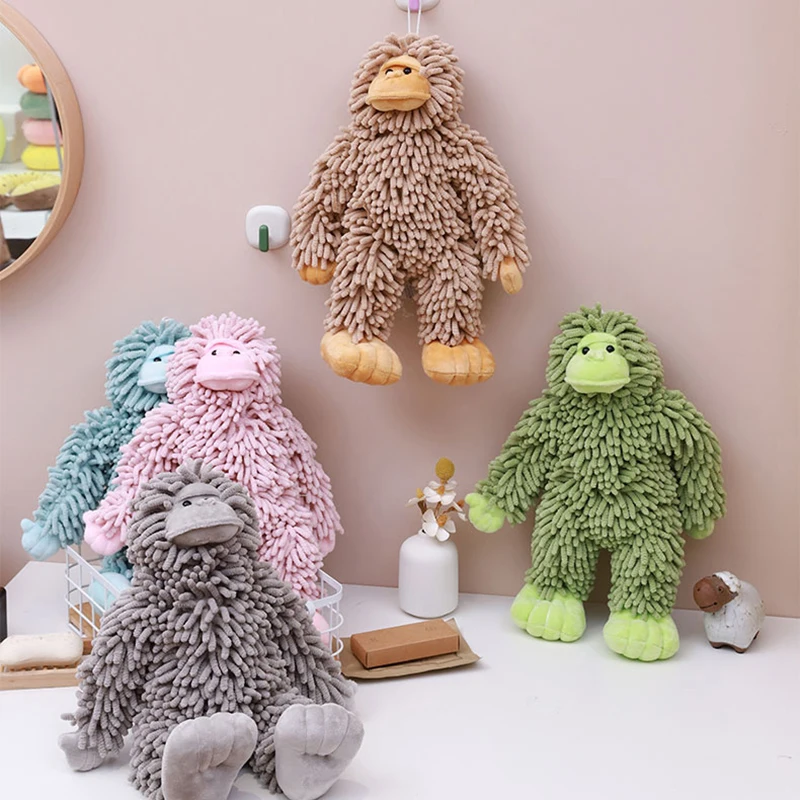 Cute Cartoon Orangutan Chenille Doll Absorbing Water and Wiping Hands Animal Creative Plush Doll Kitchen Bathroom