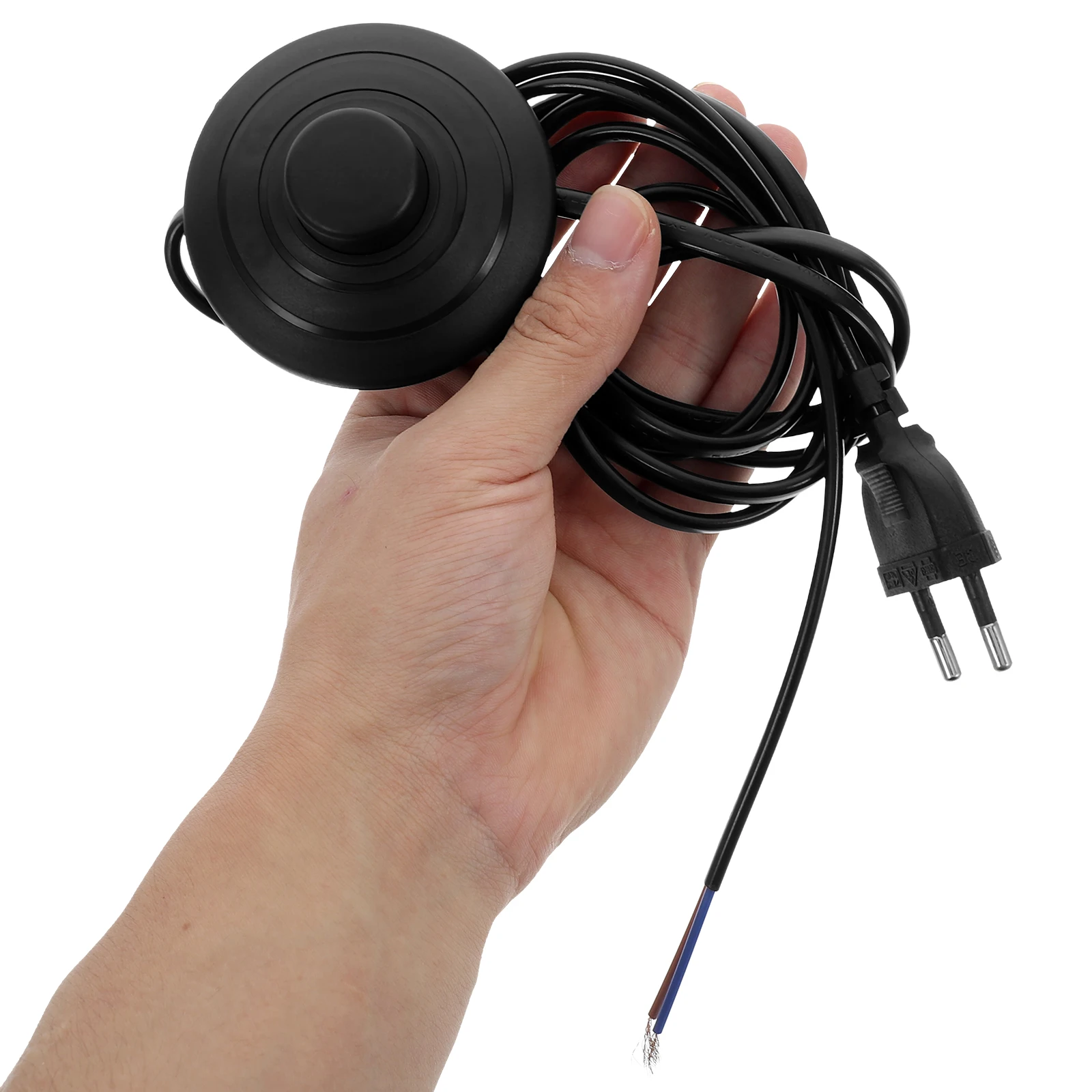 

Power Cord Foot Switch Round Plug Wire for Desk Lamp Bedside Reading Light 317 Type Durable Safe Extension Cord Switch Black