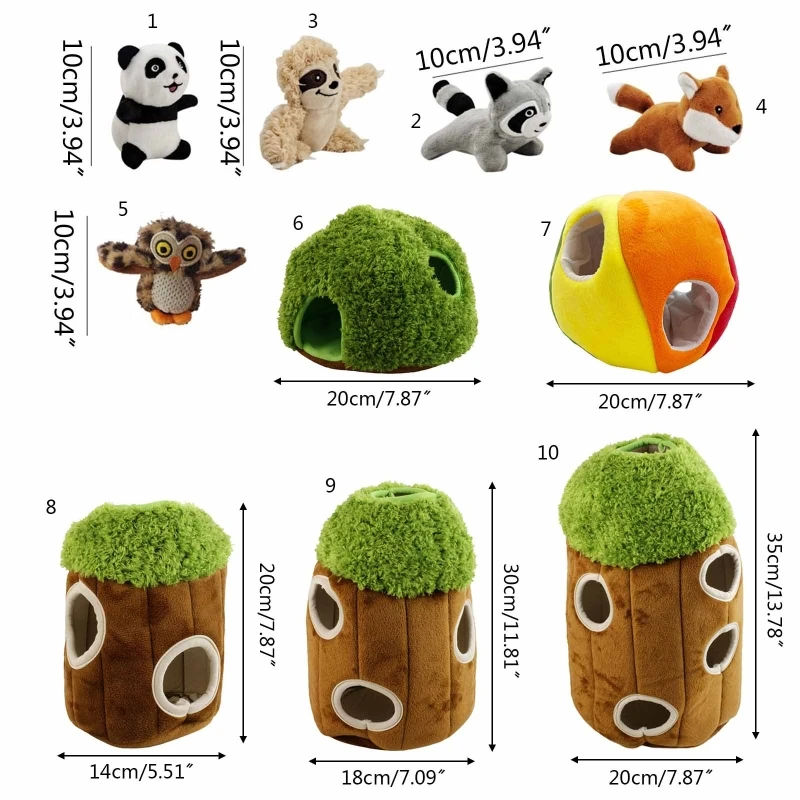 LXAF Plush Dog Toy Hide And Seek Activity for Dogs Burrow Interactive Puppy Squeak Puzzle Toys Stuffed Woodland Animals