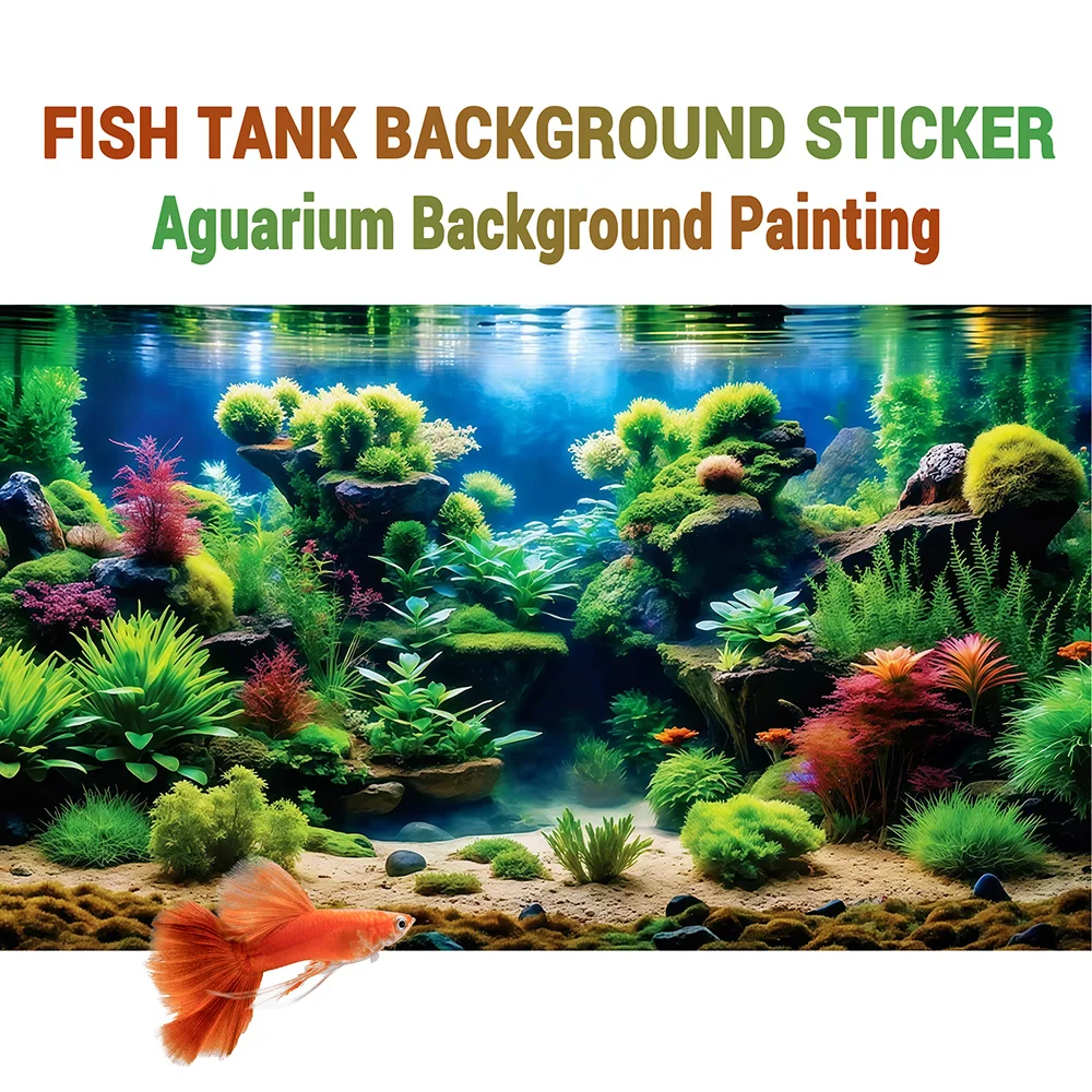Aquarium Background, Background For Fish Tank ,Underwater Forest, Aquarium decor, Front Self-Adhesive 2D Flat Sticker