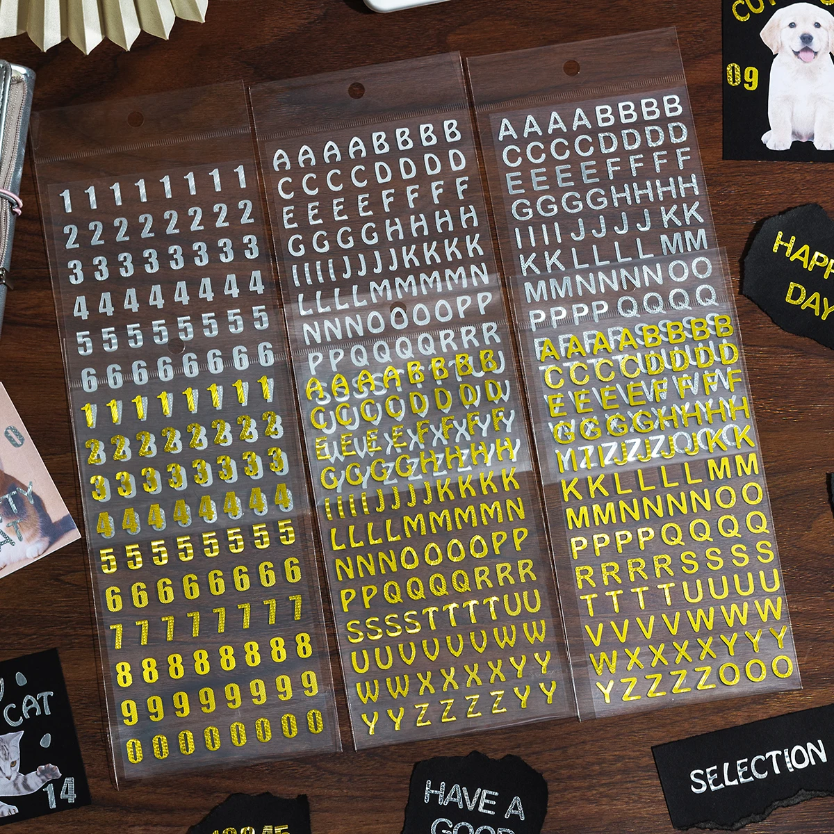 Gold Silver Foil Letter Number Stickers - Adhesive DIY Decorative Journal Stickers for Scrapbooking Notebook Decoration