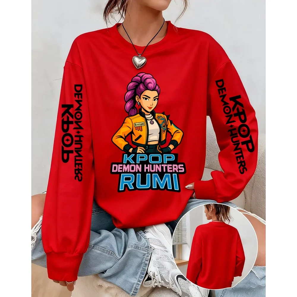 Damska bluza z kapturem jesienna Anime KPop Demon Hunters bluza z kapturem damska codzienna bluza z długim rękawem streetwear