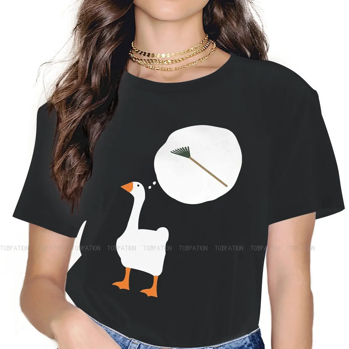 Rake In The Lake Women's TShirt Untitled Goose Game Girls Graphic Tops 4XL Cotton Female T Shirt Funny Fashion Gift