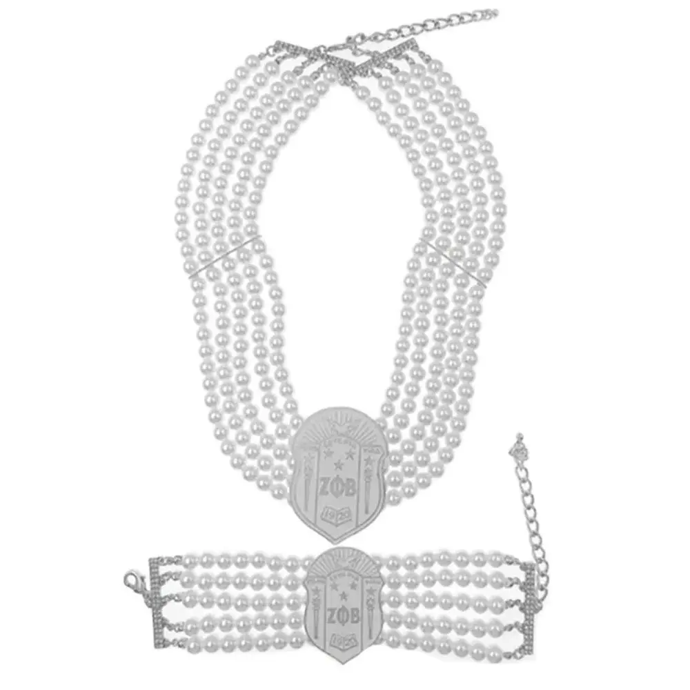 

Topvekso Fashion Pearls Zeta Phi Beta Big Multilayer Statement Choker Pearl Necklace Bracelet Jewelry set