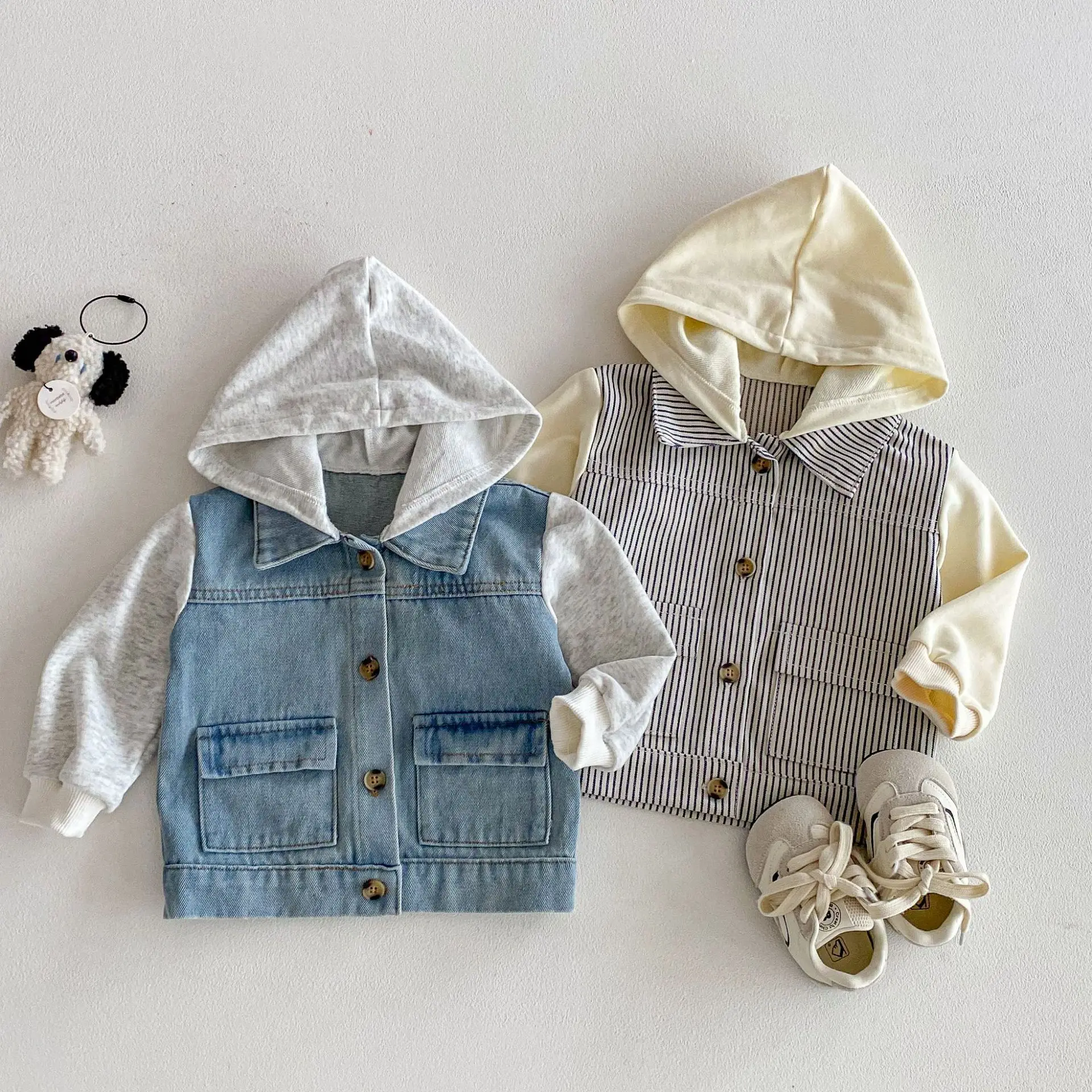 

2026 Summer New Children Long Sleeve Hooded Coat Boys Fashion Splicing Cardigan Coat Toddler Girls Casual Jacket Kids Clothes