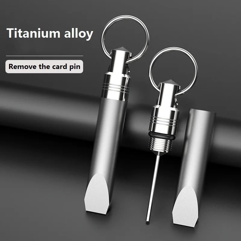 Multifuncional Titanium Alloy Card Extractor Remova a Agulha Keychain Cartão Sim Telefones Celulares Pry Bar Desembalando
