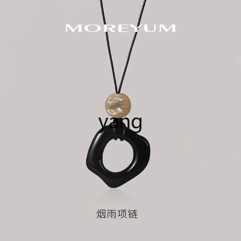 

LMM pendant black rope necklace long niche sweater chain light luxury high-end accessories women