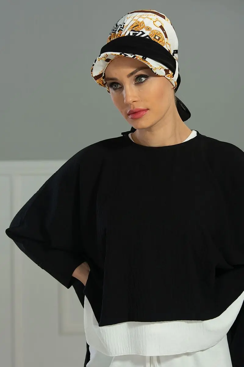 Chiffon-belted hut Knochen Elegante muster