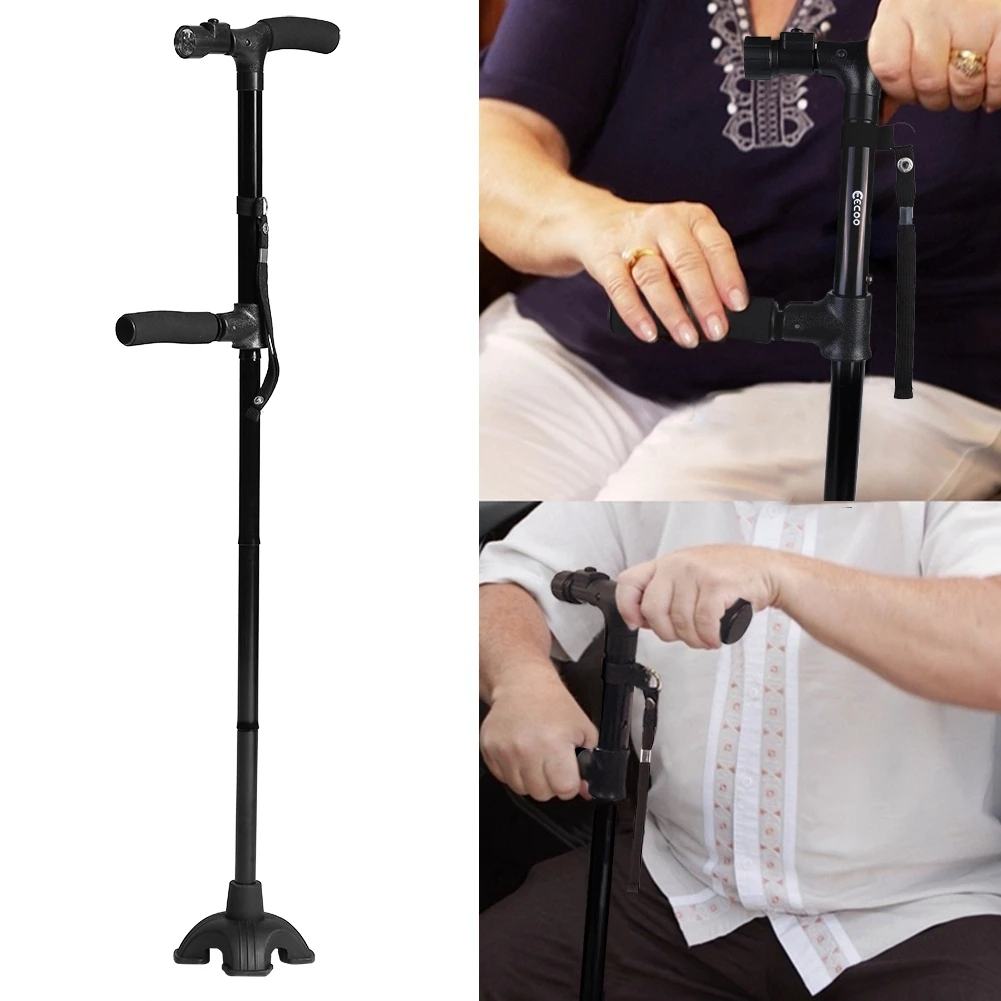 Handle Folding Cane Walking Stick Self Standing Folding Walking Cane Lightweight Walking Stick with LED Light and Cushion Handle