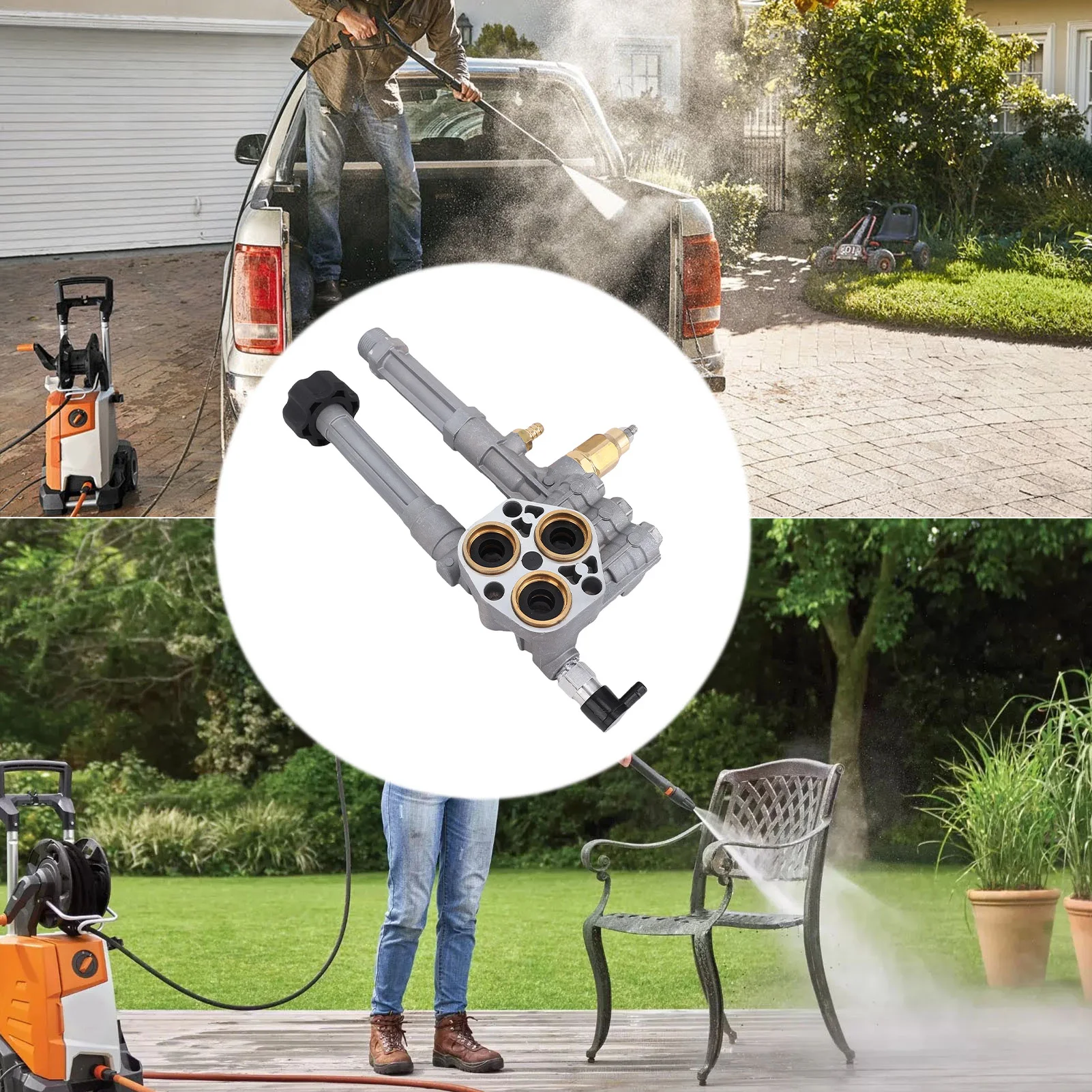 Hochdruckreiniger-Pumpenkopfbaugruppe, einfache Wartung, kompletter Pumpenkopf-Ersatz für AR43361 für SRMW2.3G28 SRMW2.4G28 Pumpen