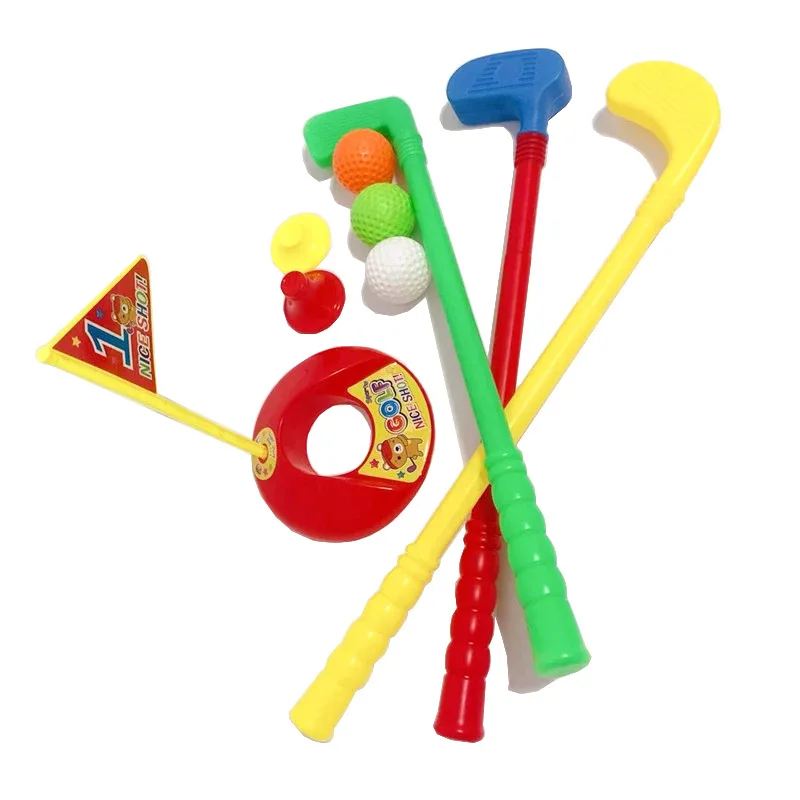 9PCS/Set Golf Set Kids Children Indoor Outdoor Multicolor Ball Golf Ball Bar Hole Game Kit Practice Toy Supplies Sports Equipmen