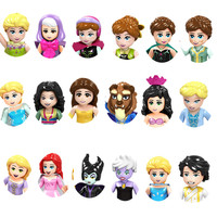 Fairy Tales Princess Girl Beauty Beast Cinderella Anna Olivia Frozen Model Character Building Blocks Children's Toys Gifts