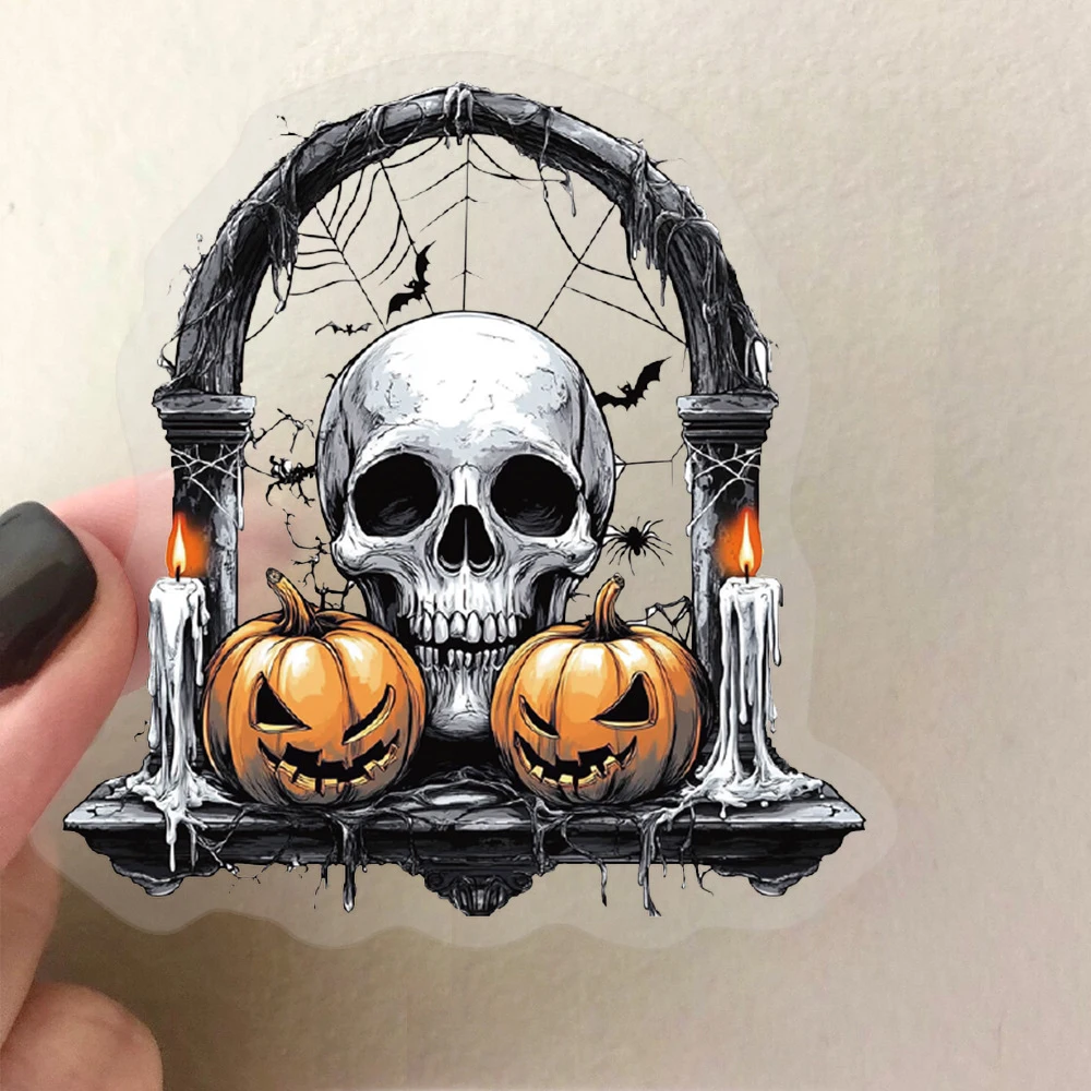 

10/30/50pcs Retro Cartoon Horror Halloween Stickers Transparent Gothic Skull Witch Sticker Helmet Luggage Phone Graffiti Decals