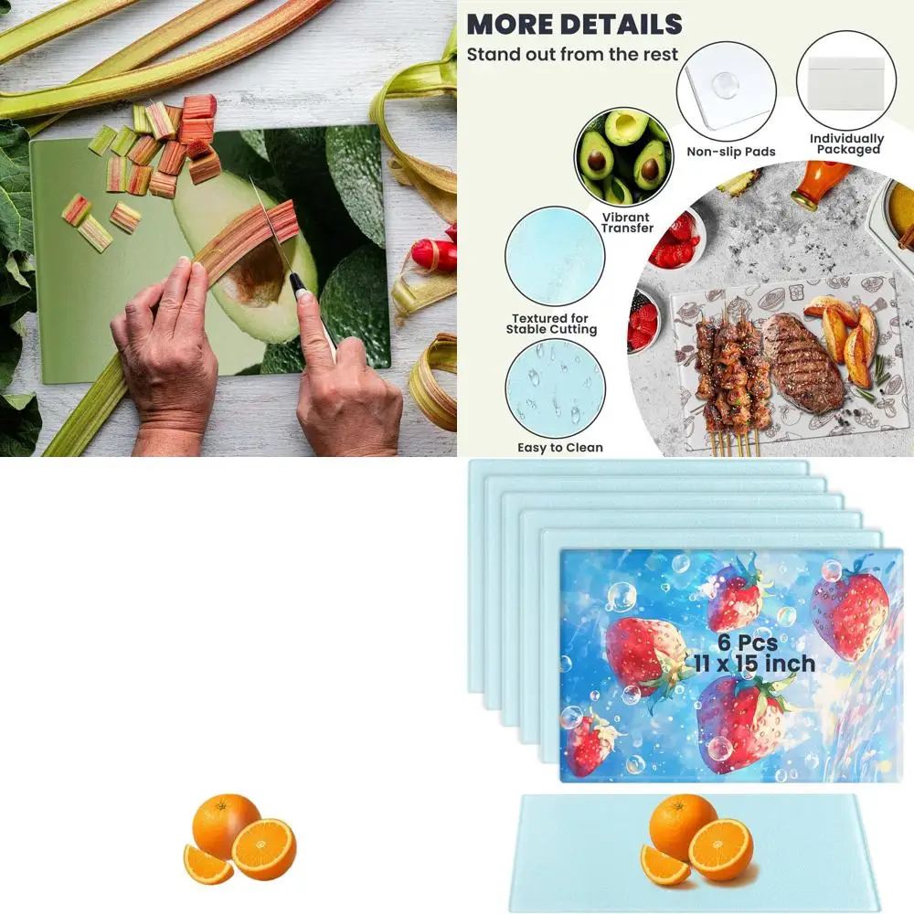 

11x15 Sublimation Textured Glass Cutting Boards, Personalized Kitchen Decor, Gift-Worthy, Individually Packaged with Anti-Slip F