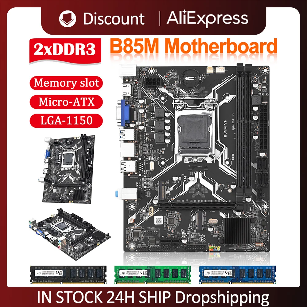 B85M VH Computer Motherboard NVME M.2 SSD LGA-1150 PC Mainboard PCI-E 16X Support DDR3 Memory Support NVME SATA3.0 Micro-ATX